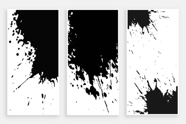 Αφηρημένη Grunge Μαύρη Ακουαρέλα Κάθετη Σχεδίαση Banner — Διανυσματικό Αρχείο