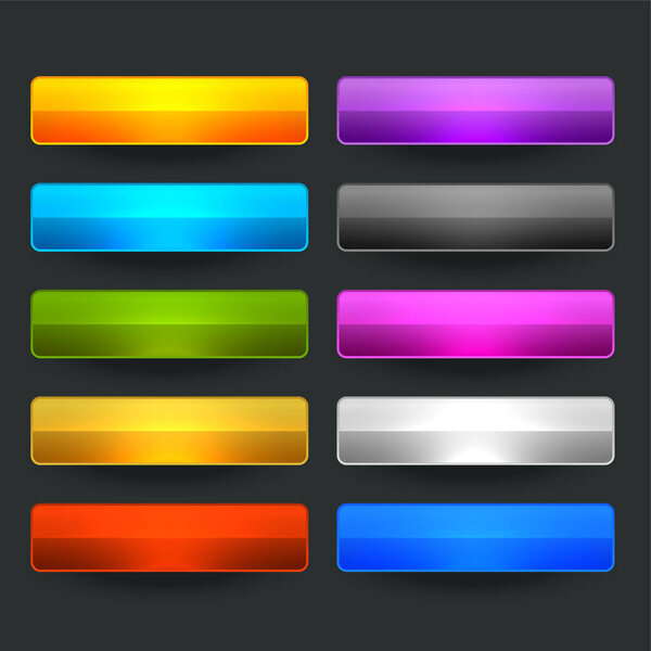ten glossy shiny wide empty buttons design