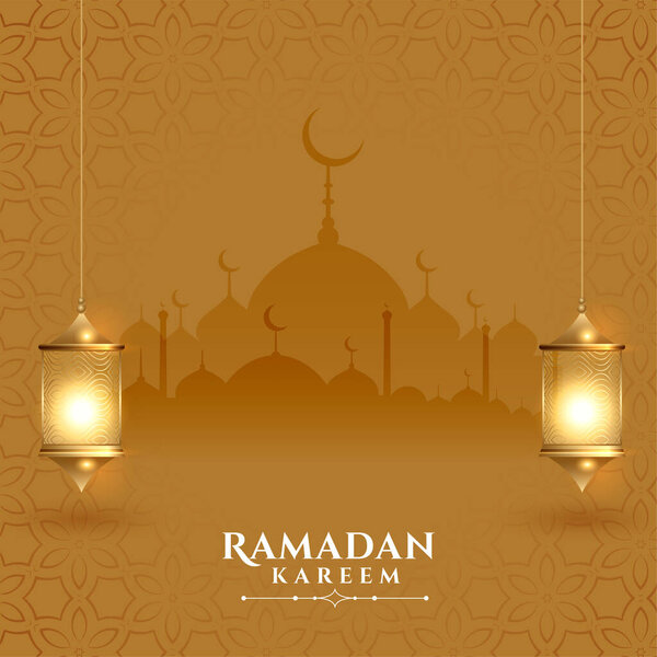 Beautiful Ramadan Kareem Festival Card Lanterns Royalty Free Stock Vectors