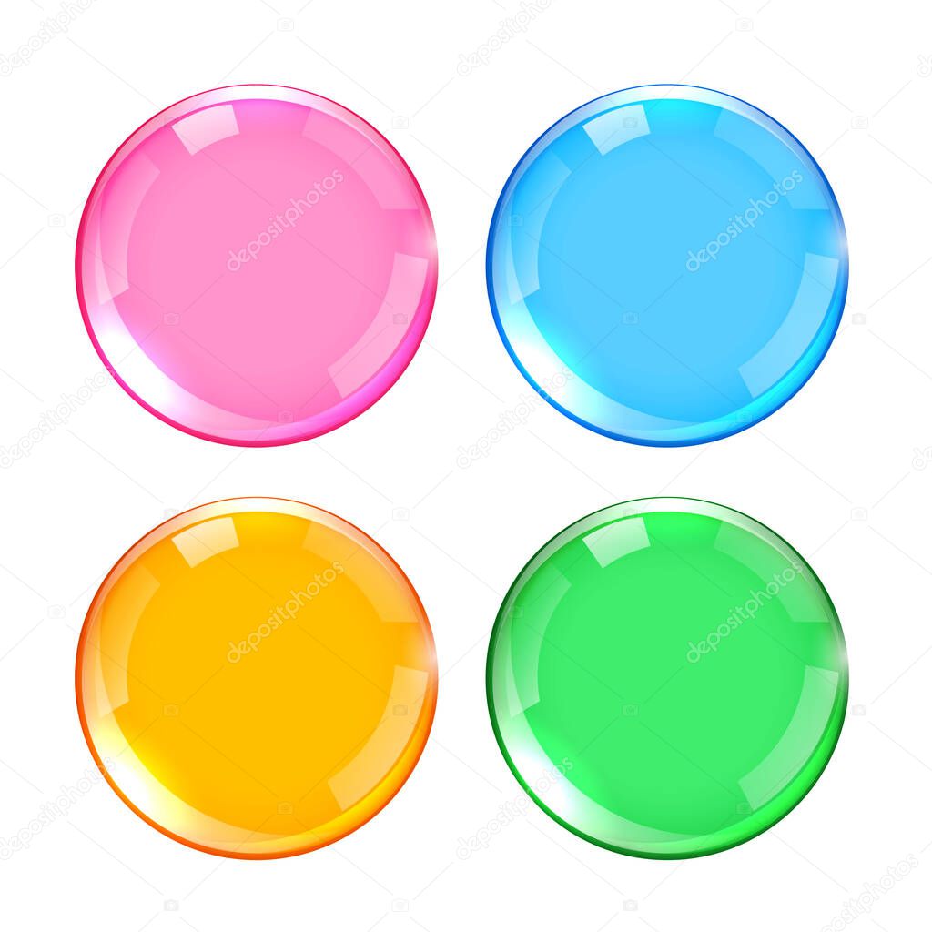 four colors shiny glossy buttons set design