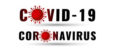 covid-19 ve coronavirüs kırmızı virüslü metin pankartı