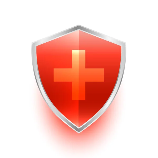 Izolowany Symbol Ochrony Tarczy Medycznej Krzyżem — Wektor stockowy