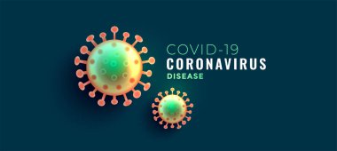 Coronavirus covid-19 hastalık pankartı. İki virüslü.