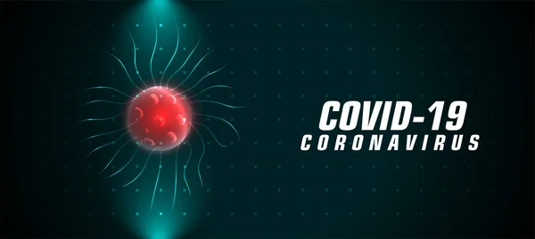 Banner Coronavírus Covid Com Vírus Infectado Vermelho —  Vetores de Stock