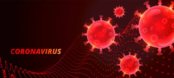 Infecção Vermelha Coronavírus Covid Desenho Banner — Vetor de Stock