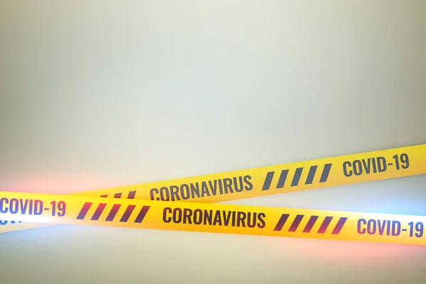 Coronavirus Covid Não Cruzar Fundo Fita Amarela — Vetor de Stock