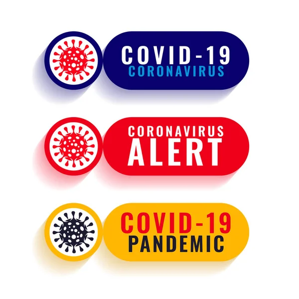 Covid Coronavirus Pandemic Alert Symboler Design Set — Stock vektor