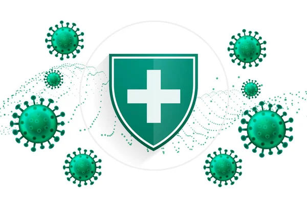 Medical Protection Shield Stopping Virus Everywhere — Stock Vector