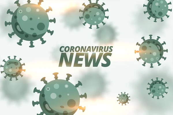 Coronavirus Nouvelles Fond Avec Des Cellules Virales Flottantes — Image vectorielle