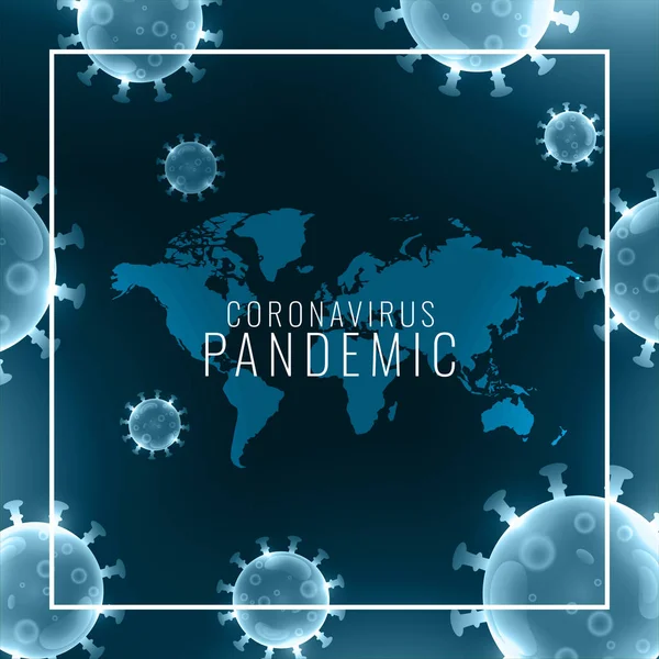 Global Coronavirus Pandemic Background Virus Cells Frame — Stock Vector