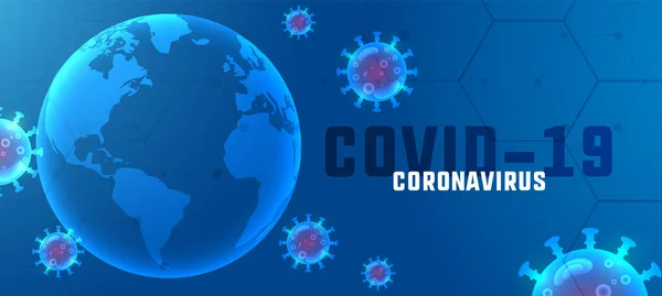 Covid19 Coronavirus Ausbruch Banner Mit Schwimmenden Viren — Stockvektor