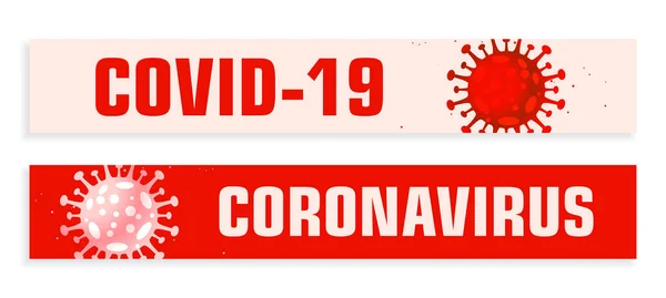 Covid19 Coronavirus Breda Banderoller Röda Nyanser — Stock vektor