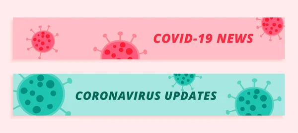 Platt Stil Coronavirus Covid19 Banner För Nyheter Och Uppdateringar — Stock vektor