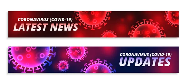 Latest Coronavirus News Updates Wide Banners Set — Stock Vector