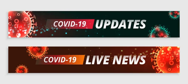 Covid19 Nyheter Och Coronavirus Uppdateringar Banners Som — Stock vektor