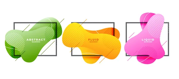 Moderne Flüssige Form Rahmt Banner Drei Farben — Stockvektor