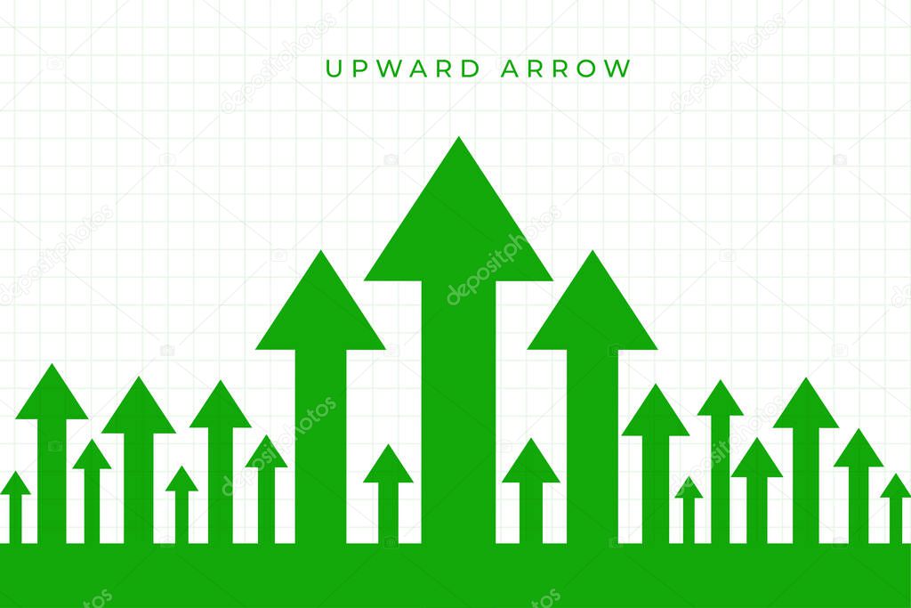 upward moving growth green arrow business background