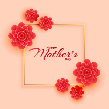 Mutlu anneler günü için çiçek çerçevesi.