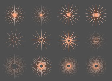 Vintage güneş patlaması. 12 'lik ışınlar.