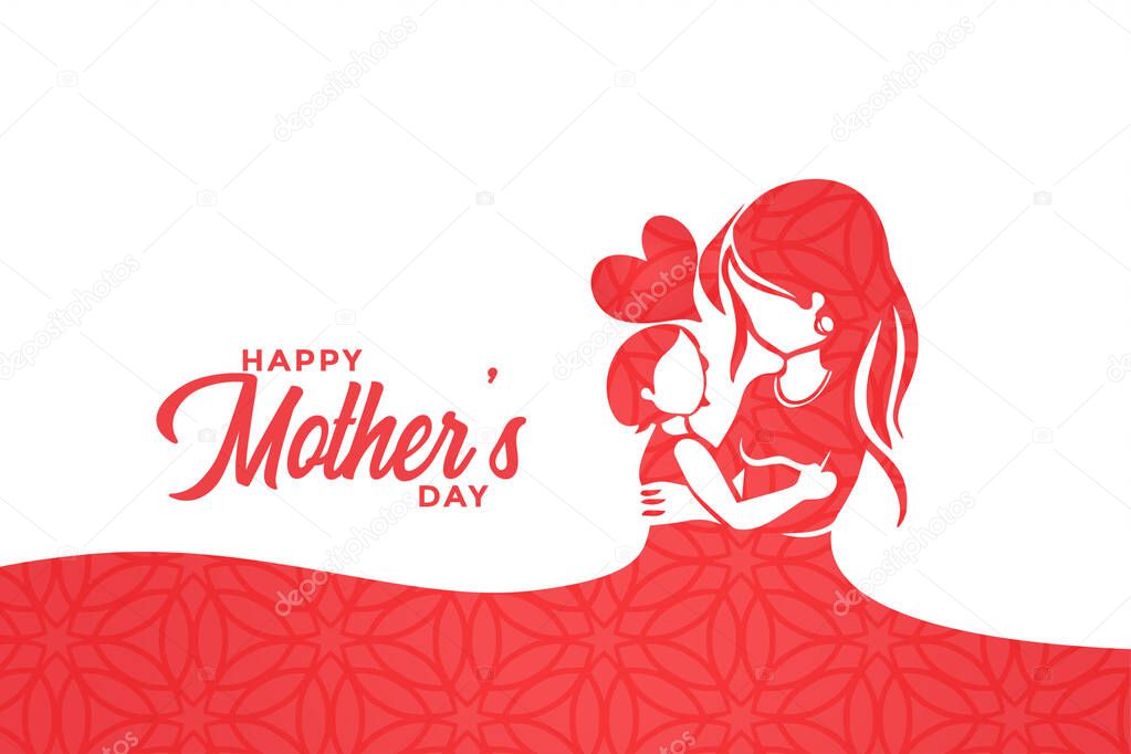 happy mothers day mom and child love greeting design