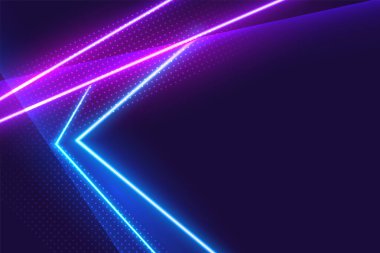 mavi ve mor neon ışıklar arka planda parlıyor