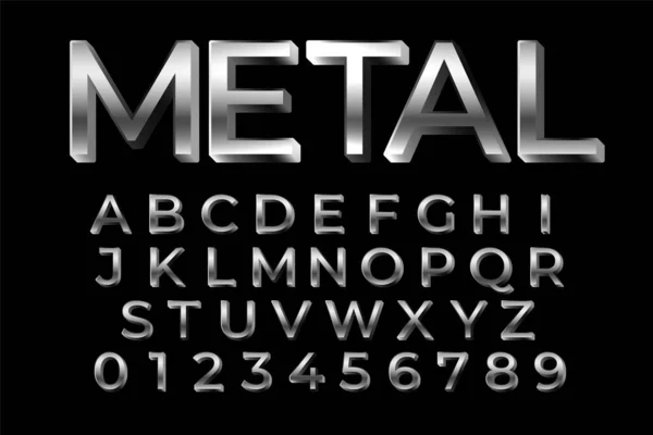 金属3Dテキスト効果アルファベットと数字 — ストックベクタ