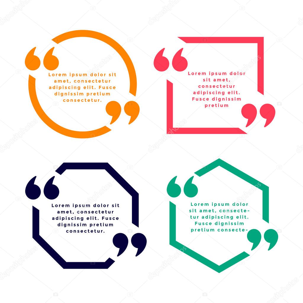 geometric line style quote template in four colors