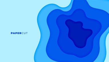 mavi kağıt kesimi soyut arkaplan 3d biçim tasarımı