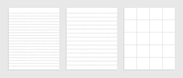 Ρεαλιστική Κενή Διακεκομμένη Σειρά Φύλλων Χαρτιού Γραμμές — Διανυσματικό Αρχείο