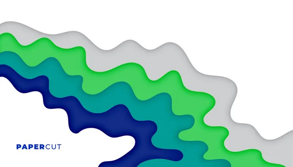 Papercut Stil Hintergrund Mit Wellenförmigen Flüssigen Kurvenformen — Stockvektor