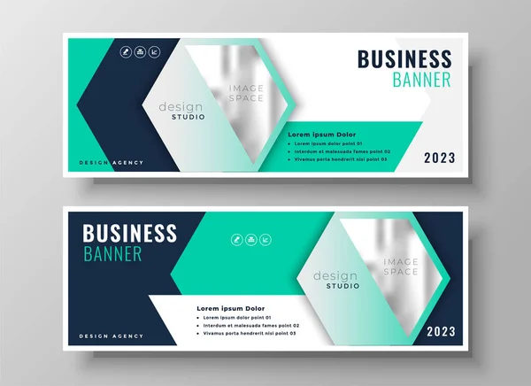 Conjunto Dois Negócios Corporativos Design Banners Profissionais — Vetor de Stock