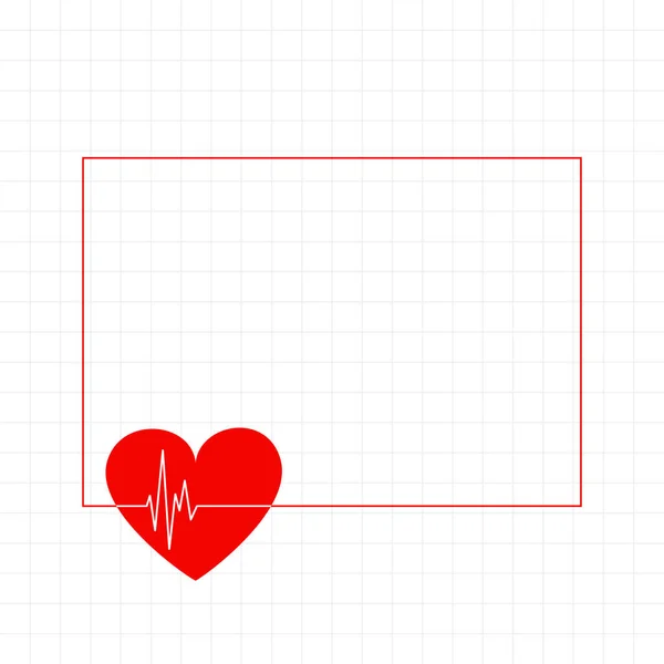 Coração Vermelho Com Fundo Médico Linha Cardiografia — Vetor de Stock