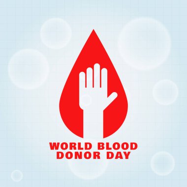 Kan damlası ve el konsepti kan bağışlama günü posteri