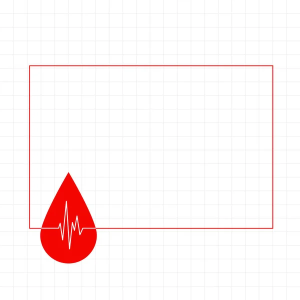 Падіння Крові Рамкою Лінії Серцебиття Текстовим Простором — стоковий вектор