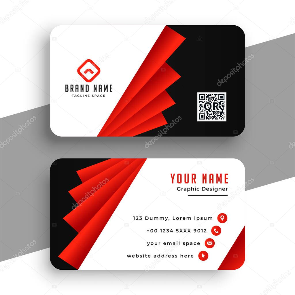 modern red geometric business card template design