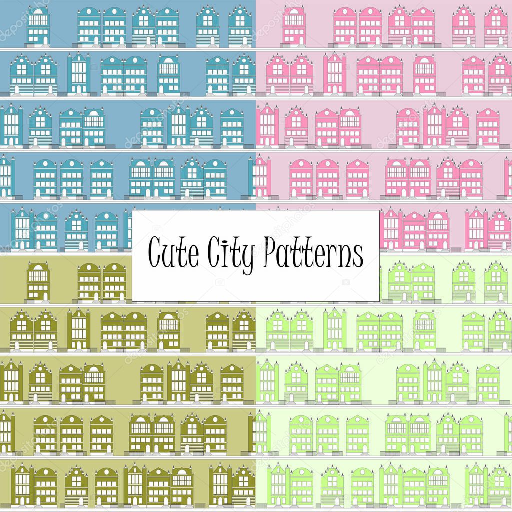 colorful city pattern wallpaper