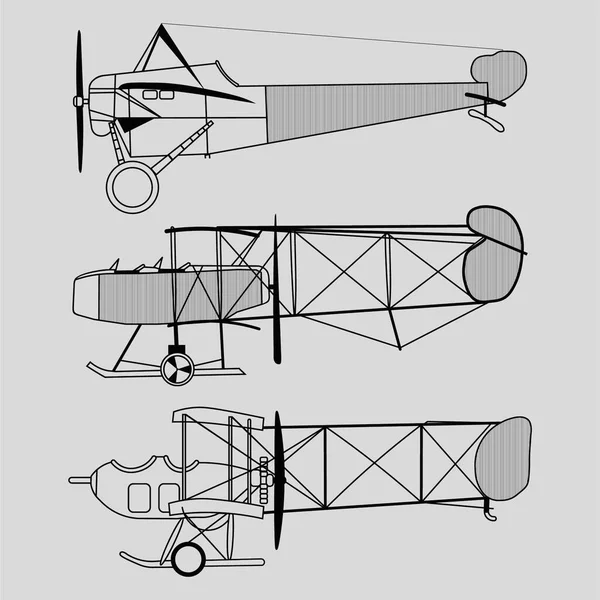 Schöne Alte Flugzeug Illustrationen Vektor — Stockvektor