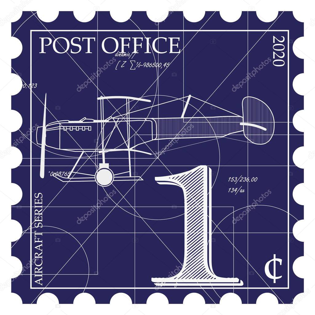 nice blue vector aviator stamp design