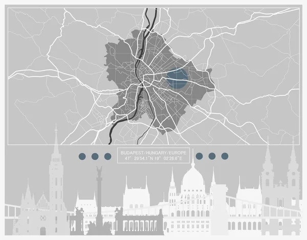 Budapest Turistatérképe Magyarország — Stock Vector