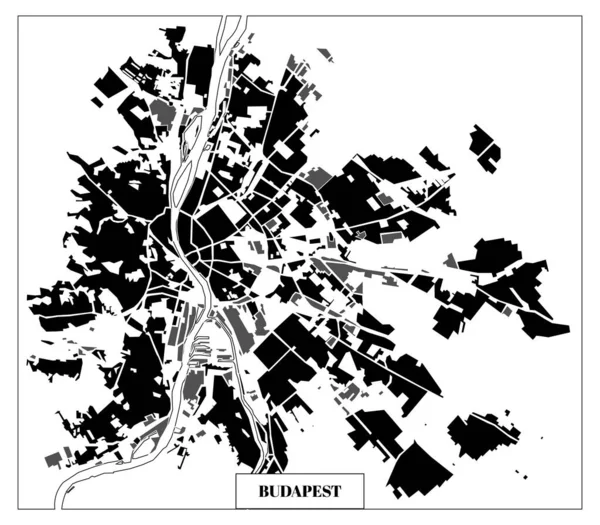 Budapest Map Black Fehér — Stock Vector