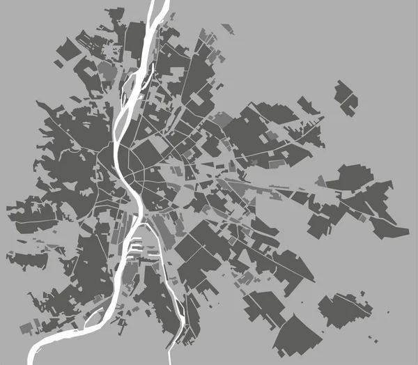 Gray Budapest Térkép Illusztráció Magyarország — Stock Vector