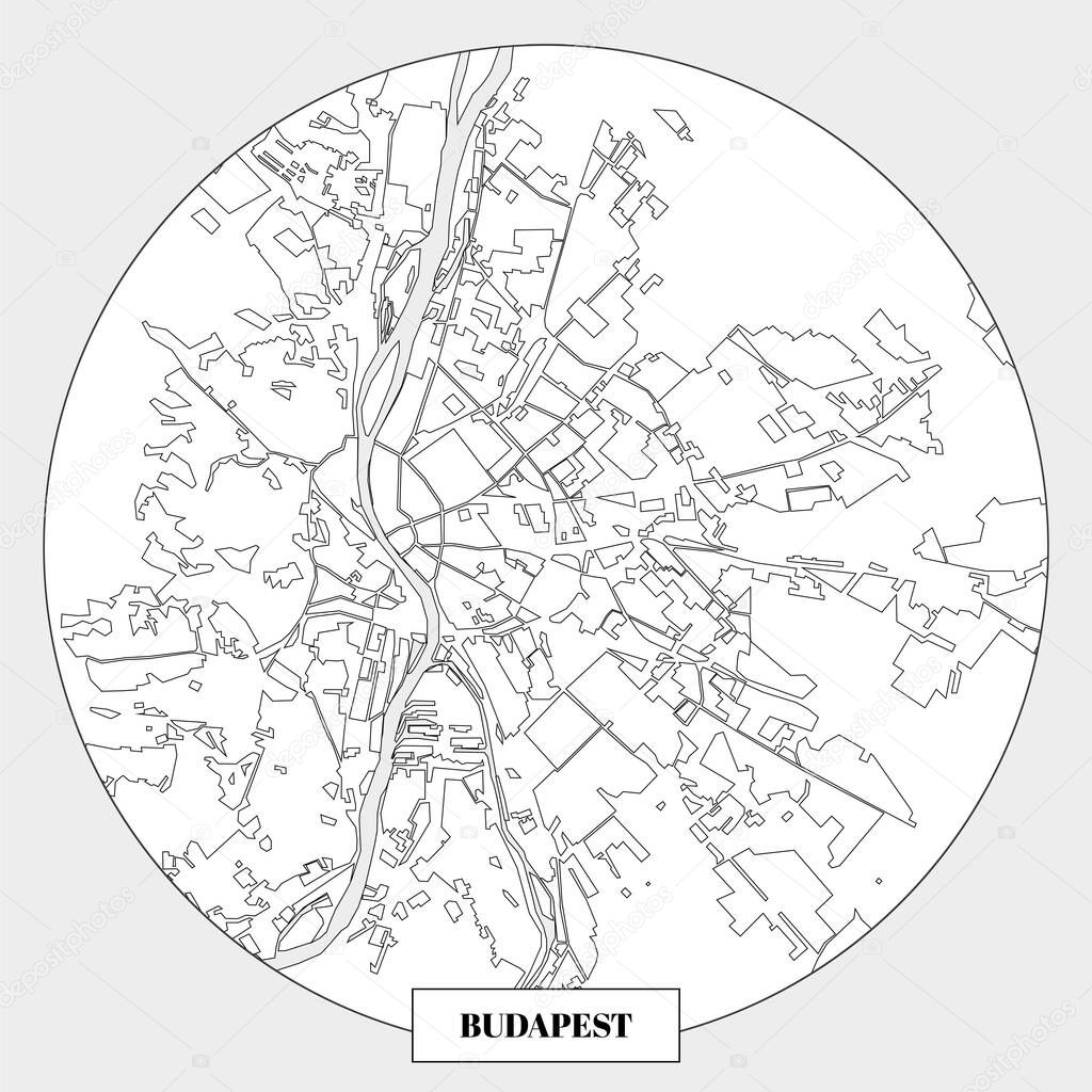 Circle design map from hungary capital, budapest