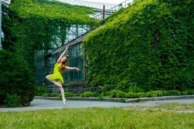 Yaz bahçede balerin dans.