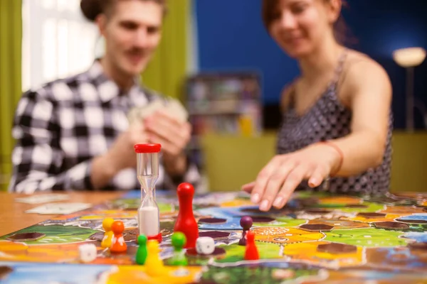 Board Game Concept Friends Spend Time Together Board Game Field — Stock Photo, Image