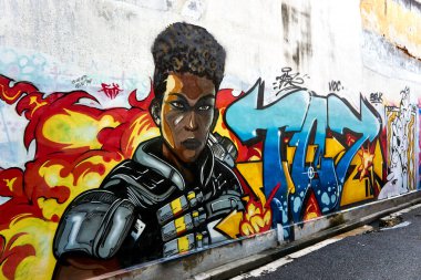 Penang, Malezya - Ekim 01.2019: Penang Sokağı sanat çalışmaları, Penang 'daki Georgetown miras bölgesi civarında yer almaktadır.