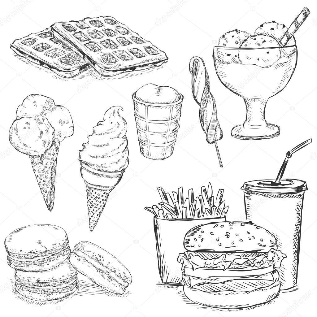Set of Sketch Snack Items