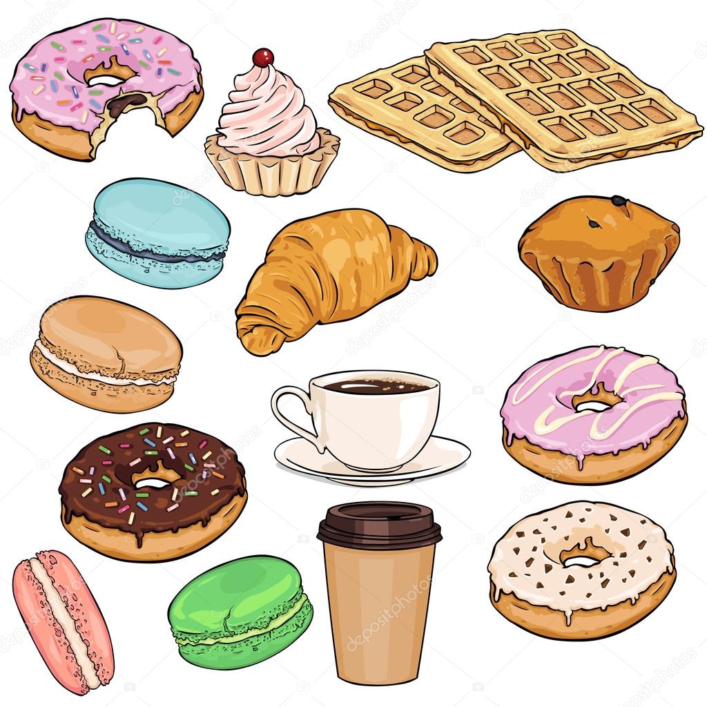 Set of Cartoon Food Items