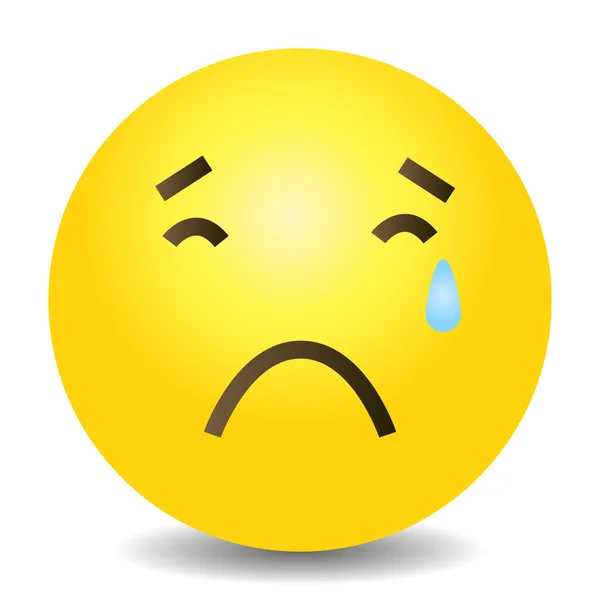 Emoticono amarillo llorando cara — Vector de stock