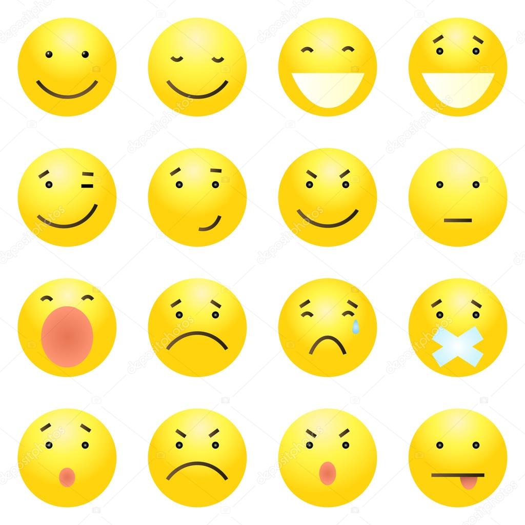 Set of 16 Yellow Emoticons