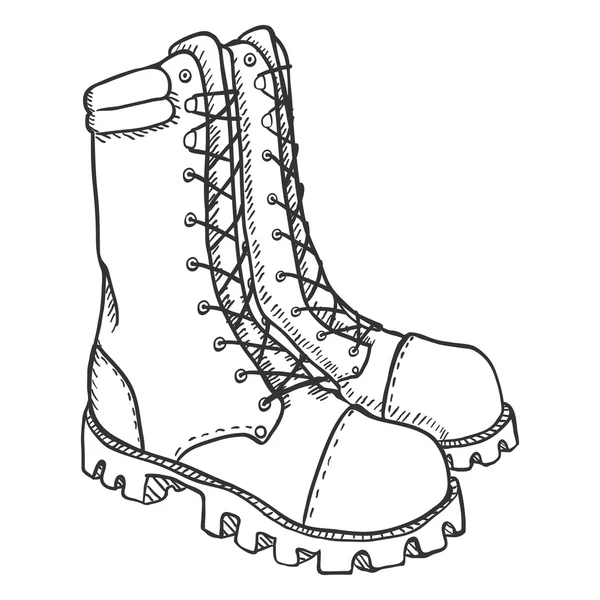 Botas altas del ejército de cuero — Vector de stock